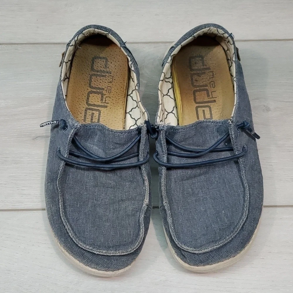 Hey Dude Kids Wendy Youth Sparkling Denim Loafer Slip on shoes sz Y2-L3